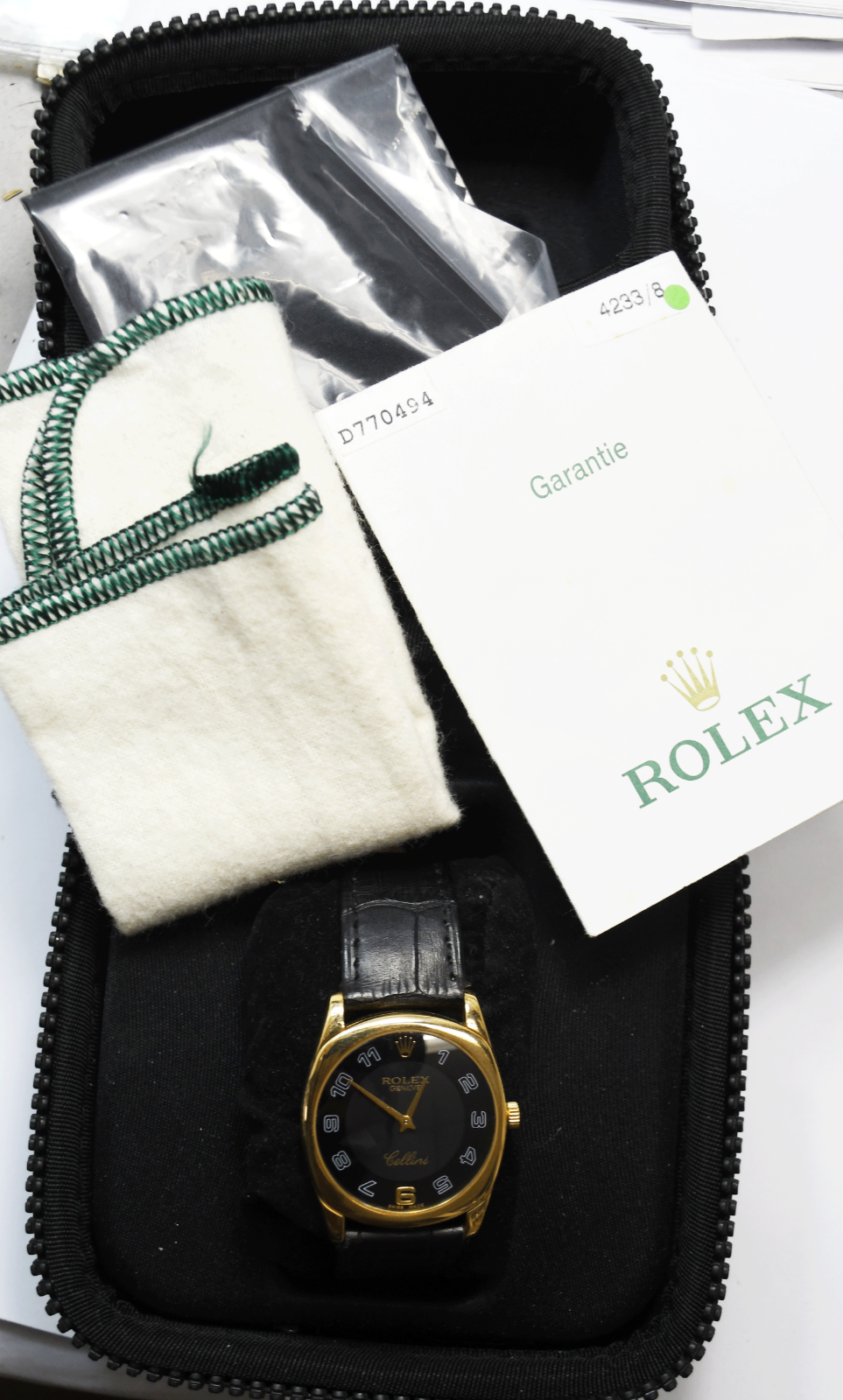 Rolex Cellini 4233 18k Gold 1602 Manual Wind 33mm w COA