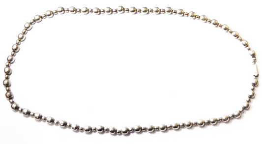 Long Sterling Silver Mexico TD-29 10mm Beaded 32" Chain Necklace Heavy