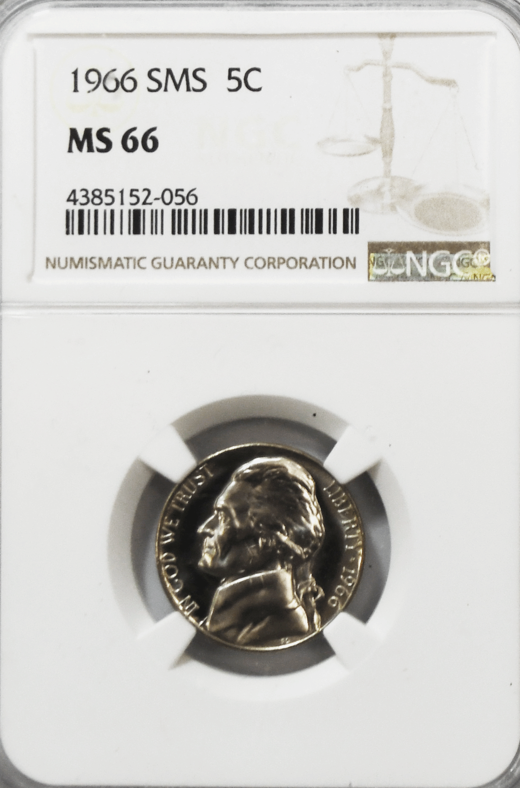 1966 5c SMS Jefferson Nickel NGC Five Cents MS66 Special Mint Gem Unc