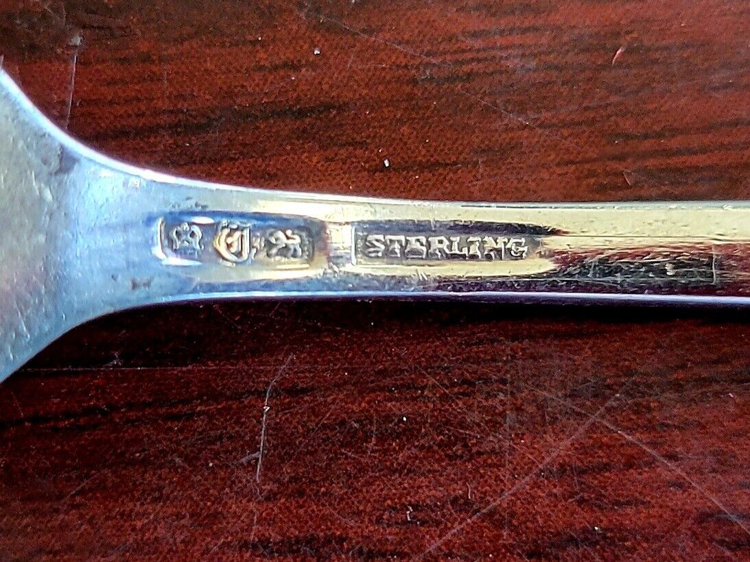 Sheffield England Sterling Pear Enameled  5 3/4" Strawberry Lemon  Fork .31oz