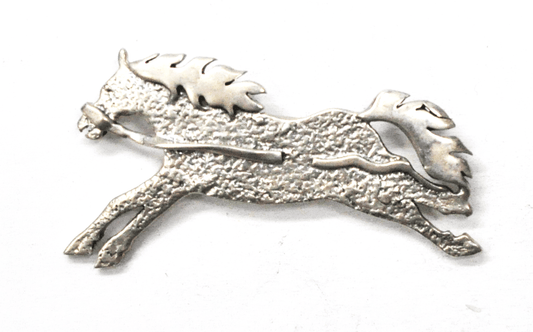 Sterling Silver Running Horse Long Reins Brooch Pin 55mmx 30mm