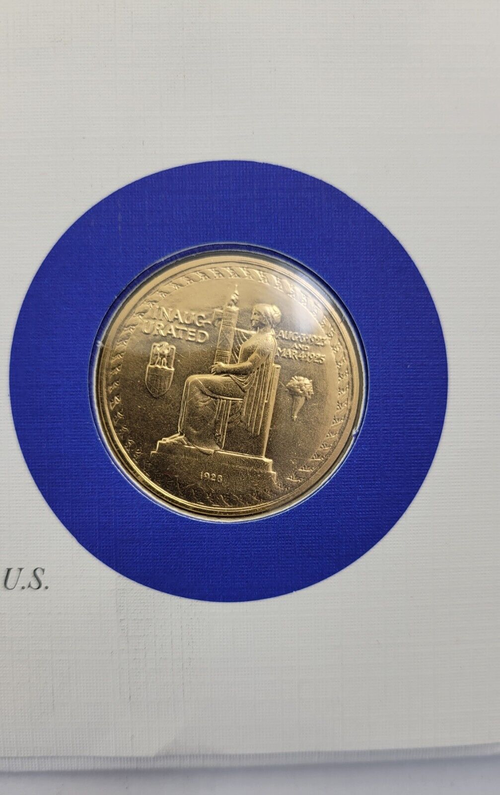 C Coolidge Presidential Covers Medal Postal Commemorative Society Gold Plated