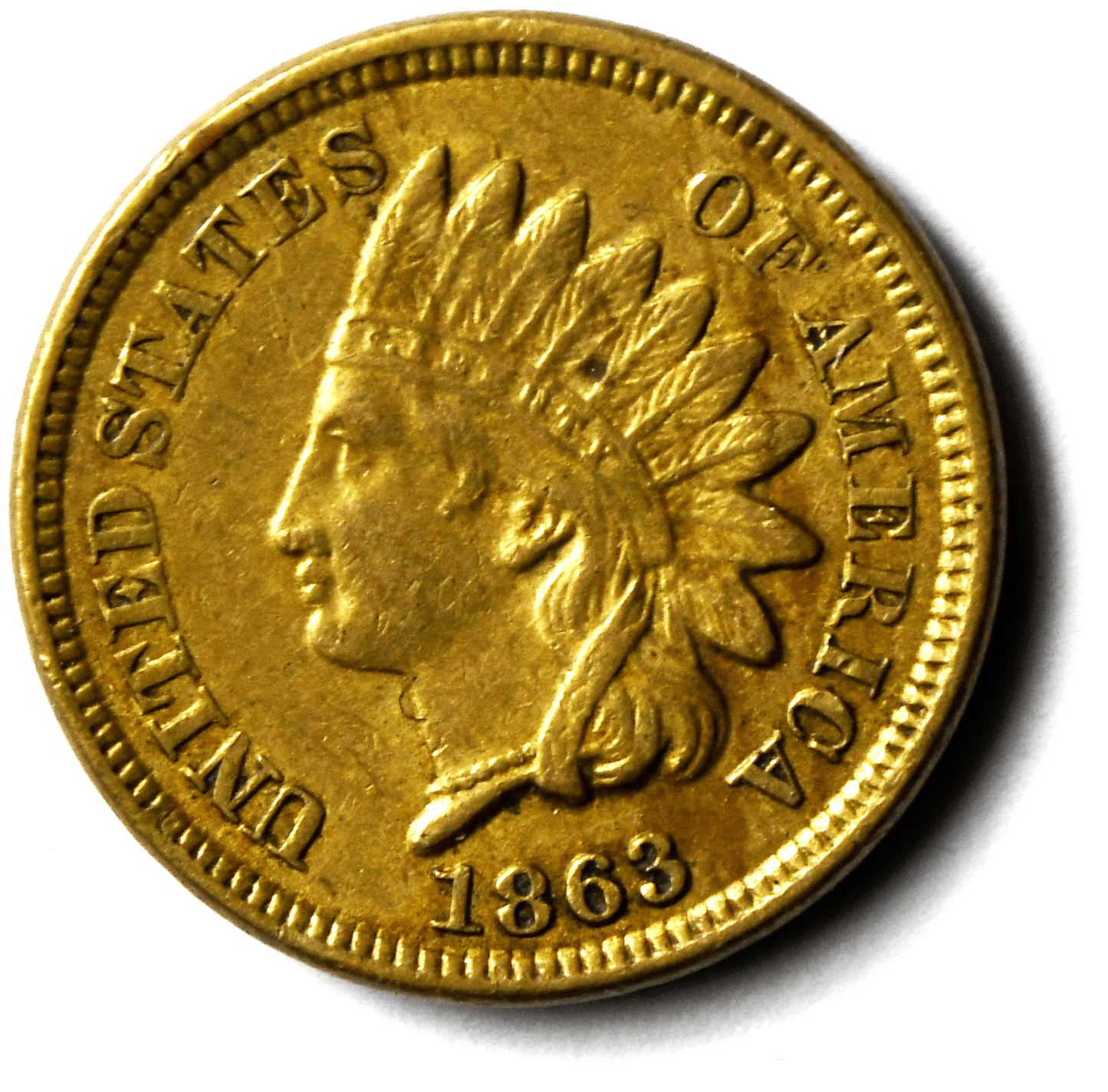 1863 1c Indian Head Penny One Cent US Philadelphia