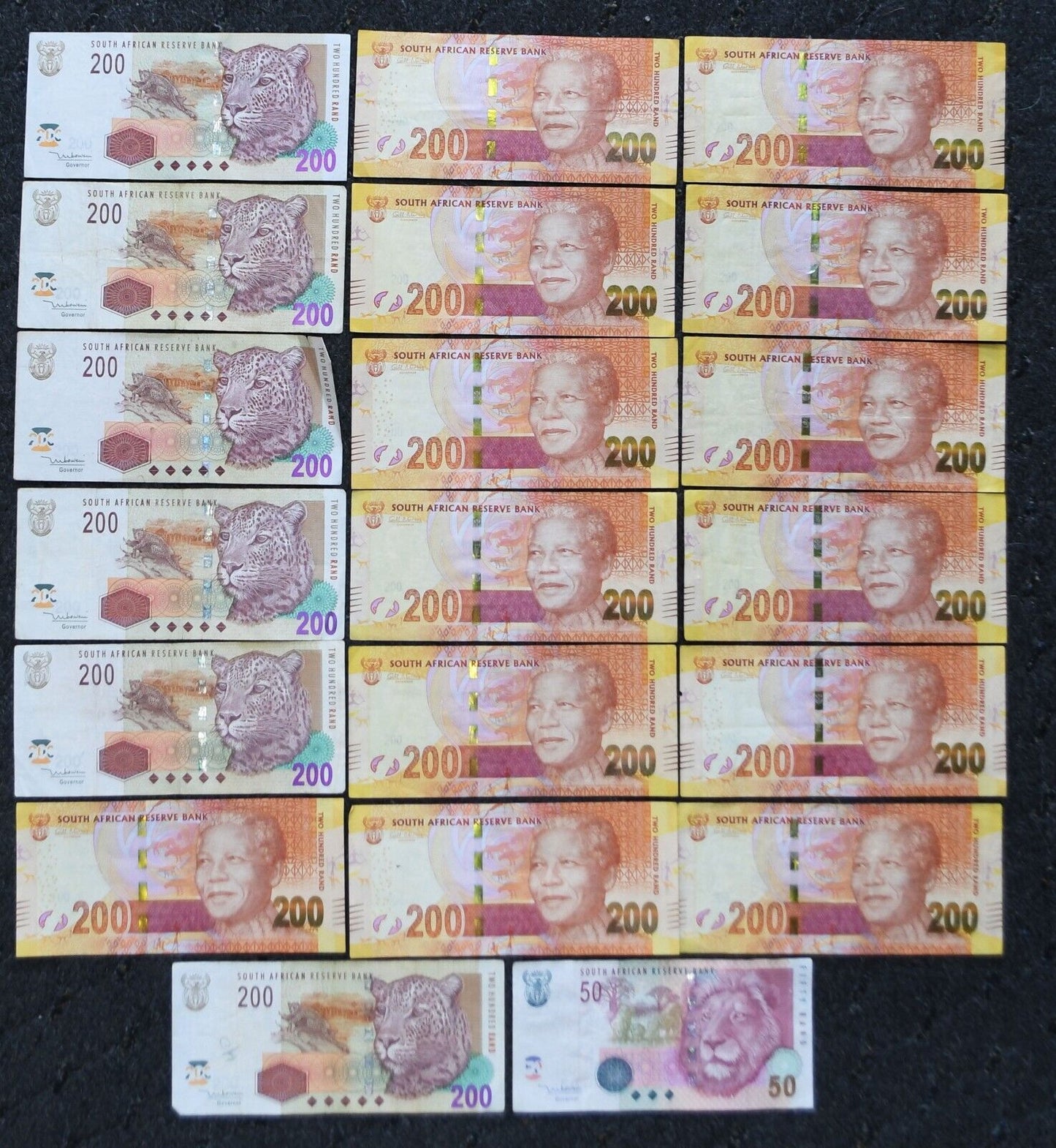 3850 South Africa Rand 19- 200 Rand & 1- 50 Rand 20 Banknotes