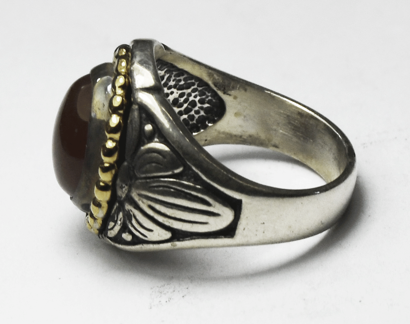 Sterling Silver Carolyn Pollack Carnelian Oval Two Tone Ring 18mm Size 8