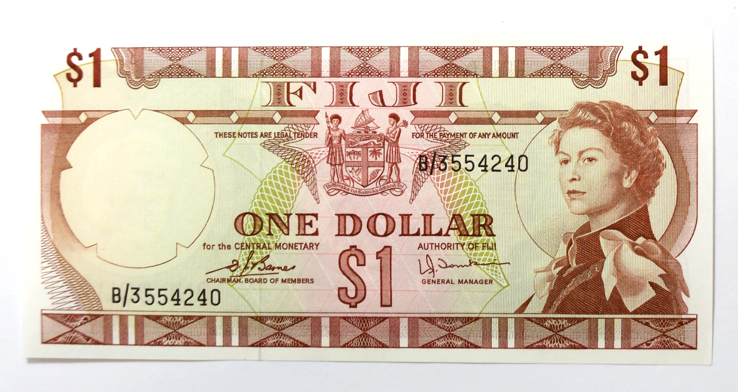 1974 $1 Fiji One Dollar Uncirculated Banknote B/3554240
