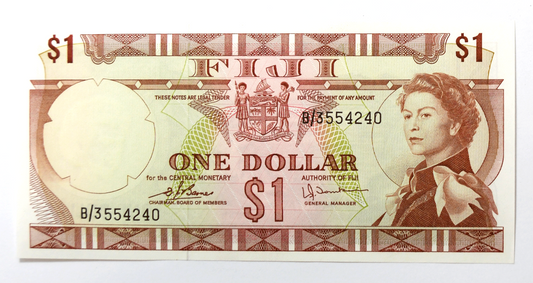 1974 $1 Fiji One Dollar Uncirculated Banknote B/3554240