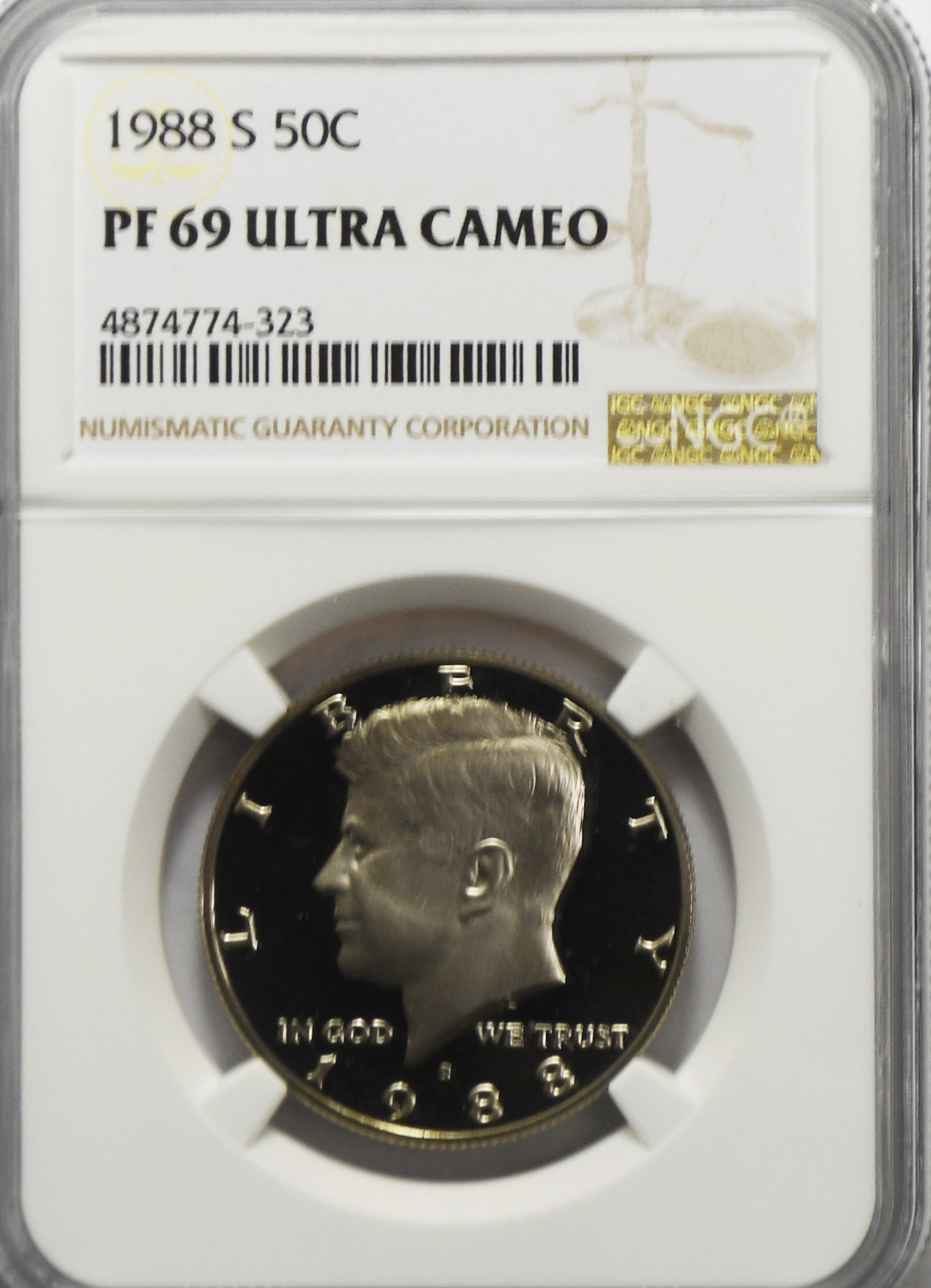 1988 S 50c Kennedy Half Dollar NGC PF69 Ultra Cameo Proof San Francisco