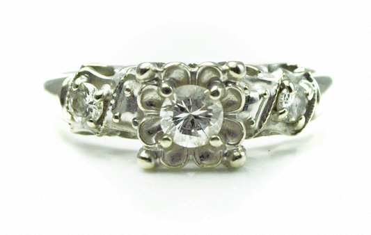 Beautiful Vintage Kimberly 14k Diamond White Gold Wedding Ring 2/5ctw