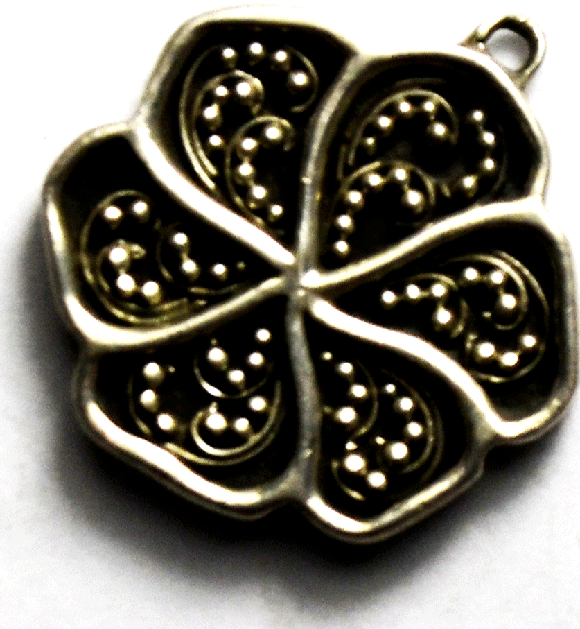 Sterling Silver Flower Dot Pinwheel Charm 20mm