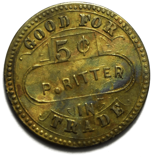 P Ritter 5c Billiards Trade Token Brunswick Balke 25mm