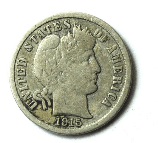 1915 S 10c Barber Silver Dime Ten Cents San Francisco