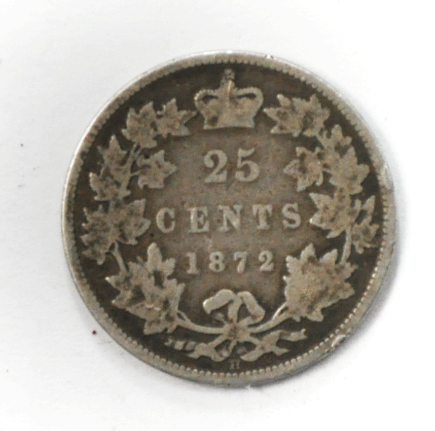 1872 H 25c Canada Silver Quarter Dollar KM#5