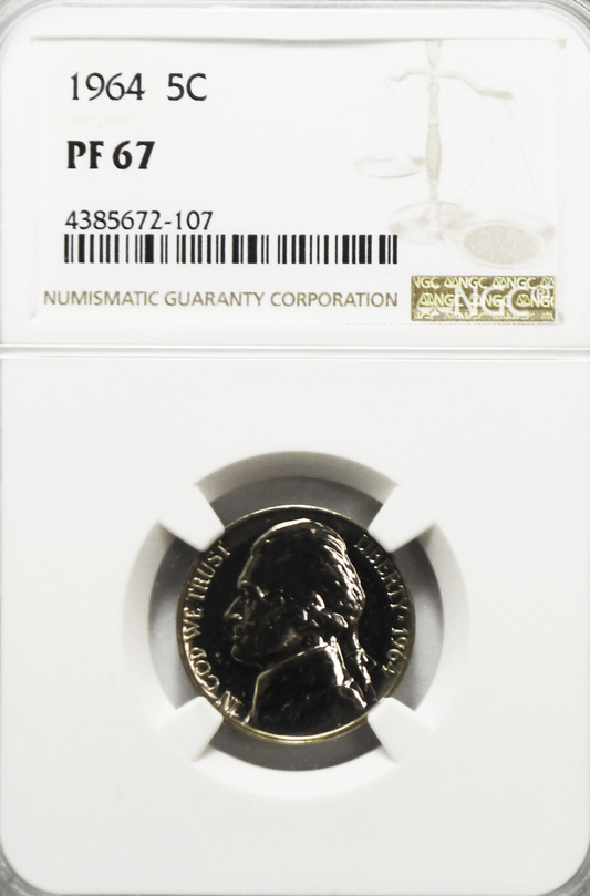 1964 5c Jefferson Proof Nickel NGC PF67 Gem Uncirculated Philadelphia