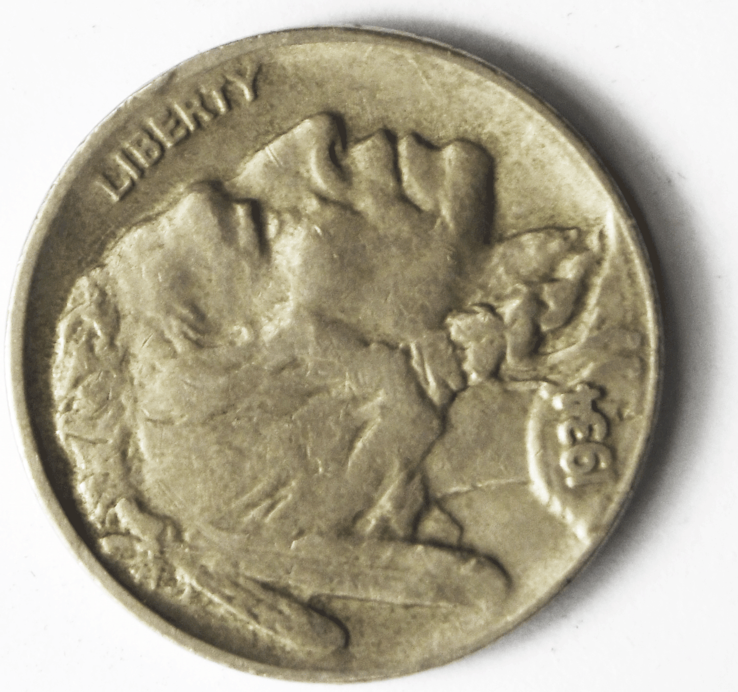 1934 D 5c Buffalo Nickel Five Cents Denver Full Horn