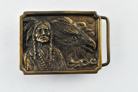 1984 Bergamot Brass Works Indian Chief #G-L43 Vintage Belt Buckle 2 3/8" Wide