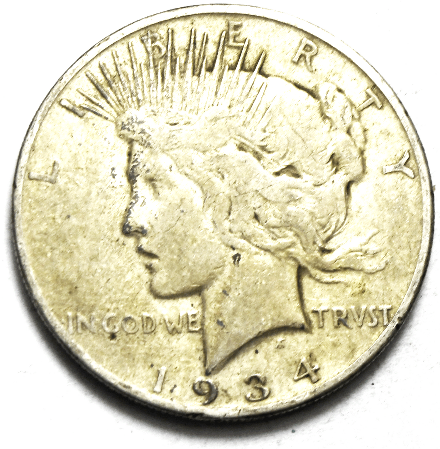 1934 S $1 Peace Silver One Dollar US San Francisco