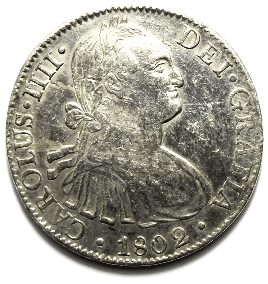 1802 Mexico Spanish Colony 8 Eight Reales Silver Coin KM# 109