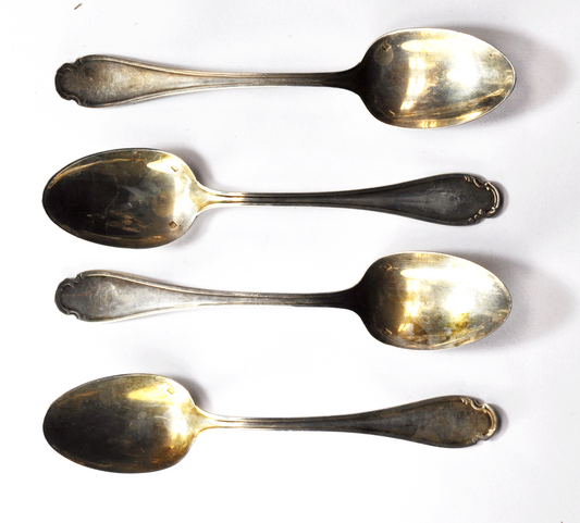 Set of 4 Pompadour by Christofle Silver Plate Large Teaspoons France 6"
