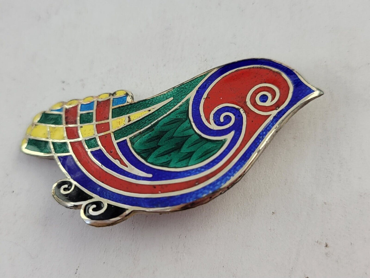 Tara Ware Dublin Ireland Celtic Sterling Guilloche Enamel Bird Brooch Boxed