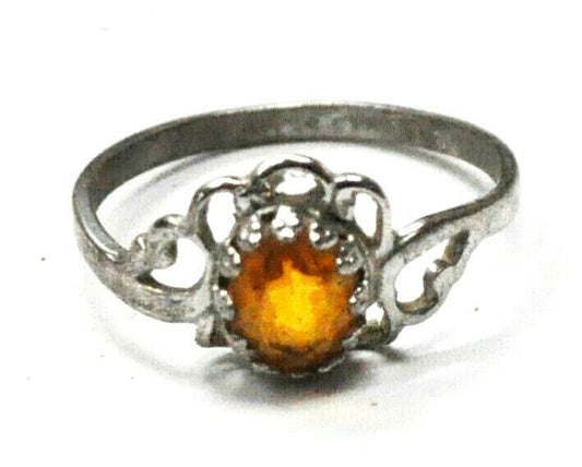Sterling Silver Seta Orange Stone Filigree 13mm Ring Size 9