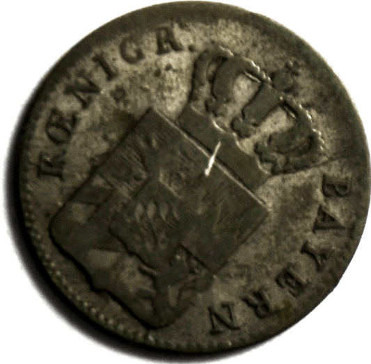 1856 German States Bavaria 3 Kreuzer KM# 800 Silver Coin Low Mintage