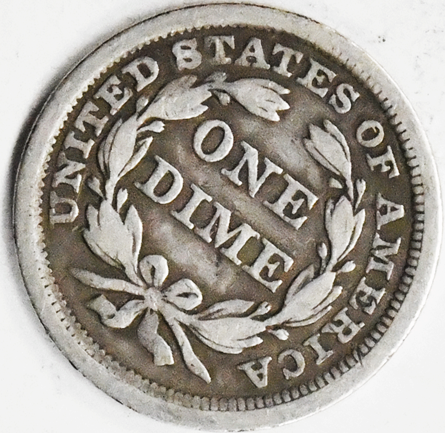 1857 10c Seated Liberty Silver Dime Ten Cents Philadelphia