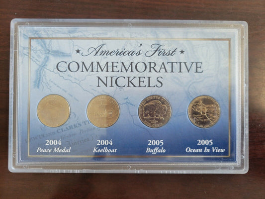 Americas First Commemorative 4pc Nickel Set 2004-2005 peace, keelboat, Buffalo