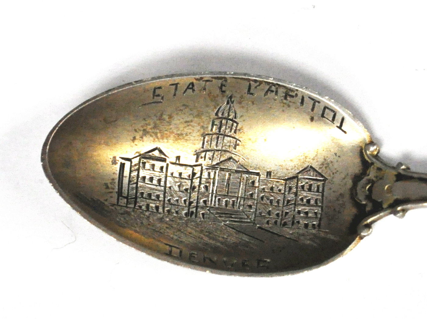 Sterling Silver Mechanics Colorado State Capital Souvenir Spoon 4-7/8"