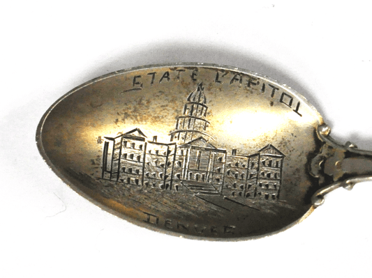 Sterling Silver Mechanics Colorado State Capital Souvenir Spoon 4-7/8"