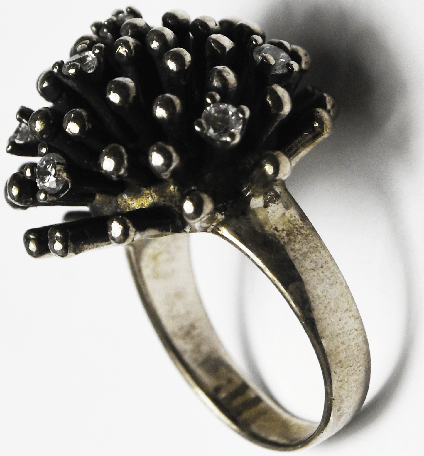 Sterling Silver Silpada R2762 Brutalist CZ Pistil Ring 22mm Size 7
