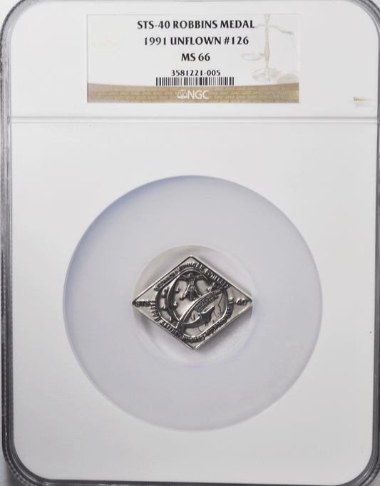 1991 STS-40 Robbins Silver Space Medal Unflown #126 NGC MS66 Atlantis
