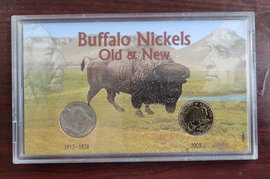 1937-2005 U.S. Buffalo Nickels "Old & New" Collection of 2 Coins Toning
