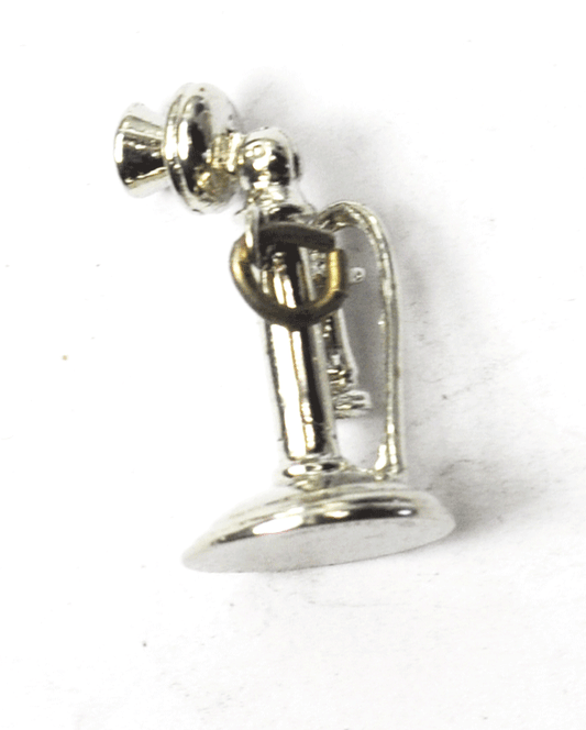 Sterling Wells 3-D Candlestick Old Phone Solid Charm 22mm x 12mm