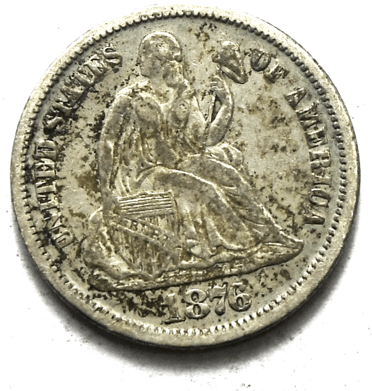 1876 10c Seated Liberty Silver Dime Ten Cents United States Philadelphia Type 1
