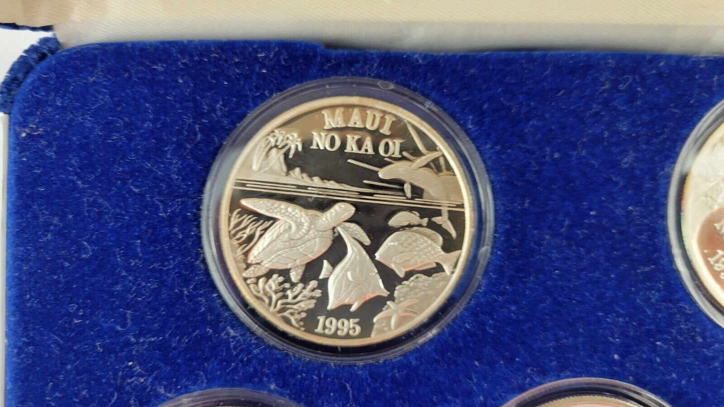 1992-1996 Proof Maui Trade Dollars  .999 1oz. Fine Silver 5pc Collectors Edition