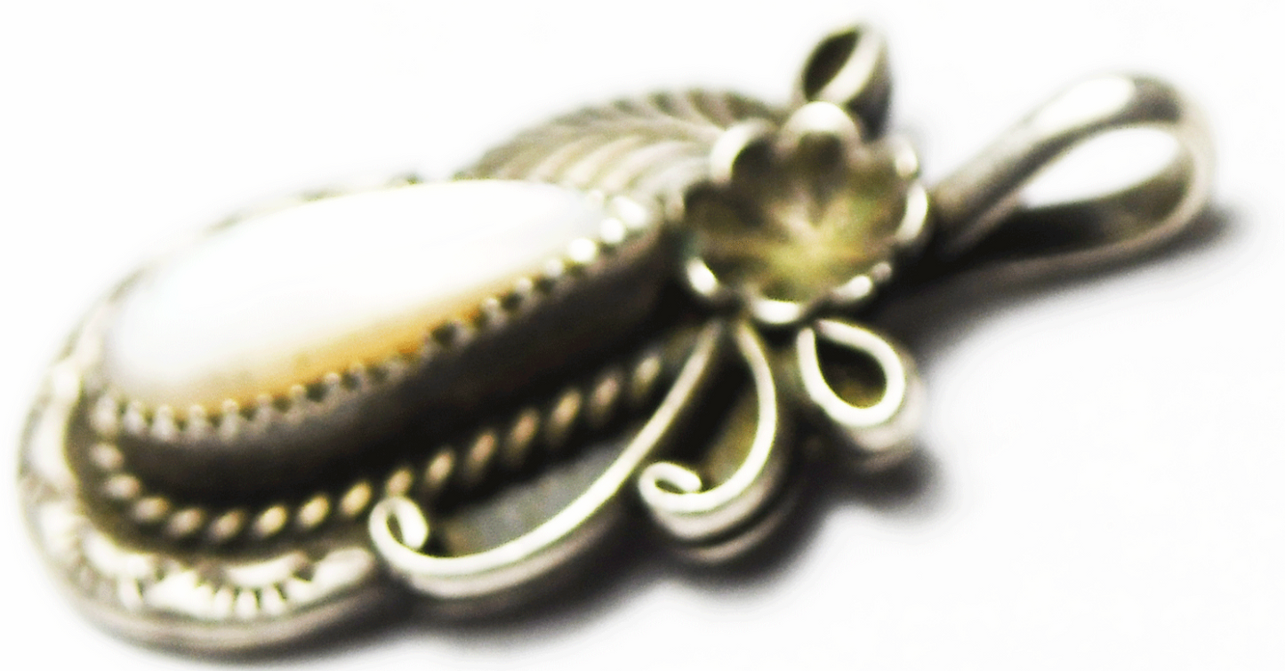 Sterling Silver Cadman MOP Teardrop Pendant 29mm  x 13mm