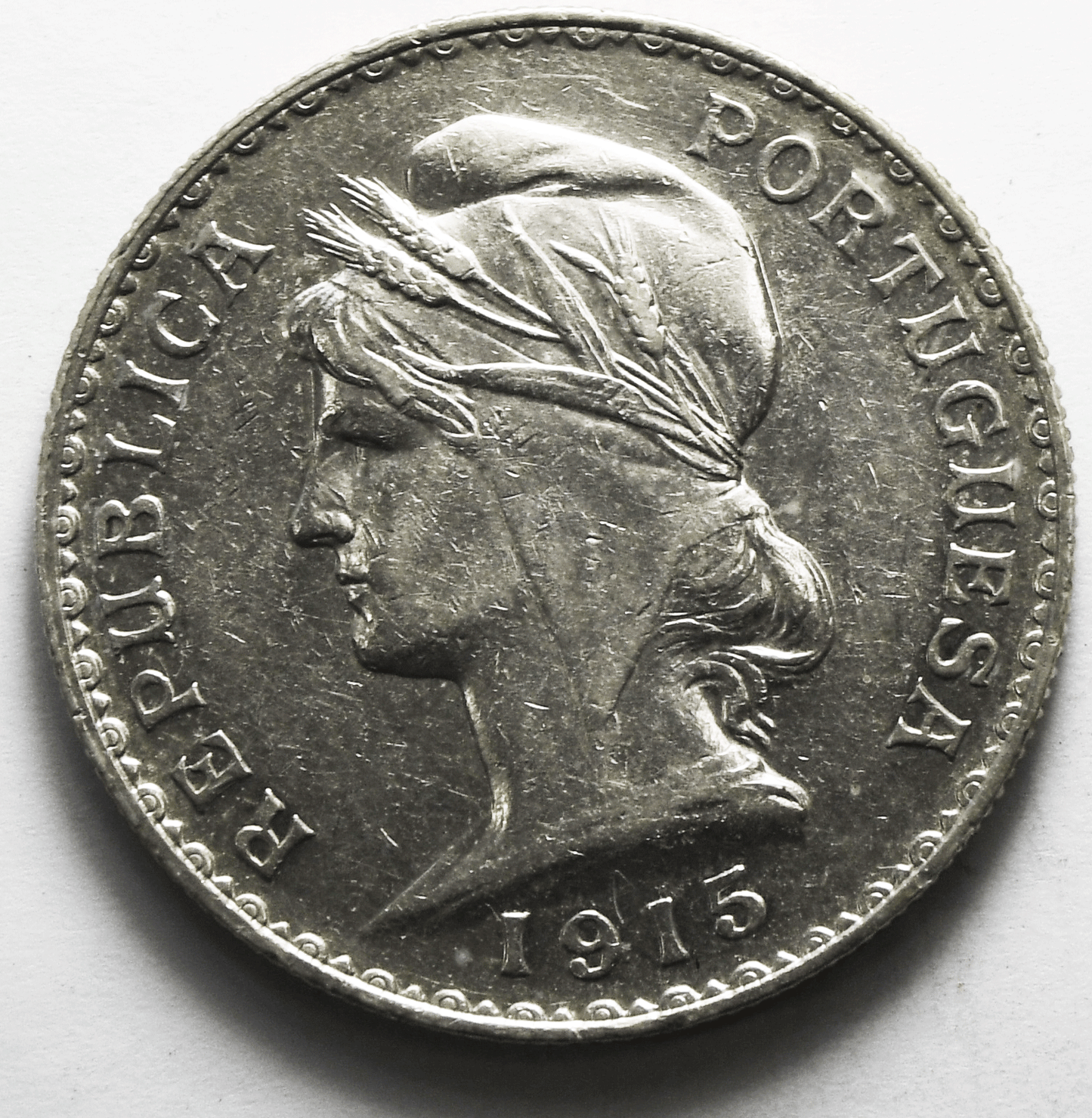 1915 Portugal One Escudo Silver Coin KM# 564
