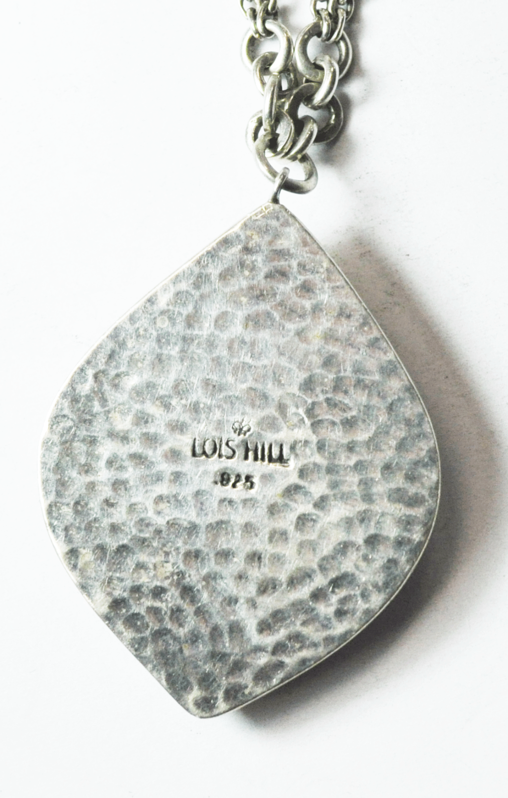 Sterling Lois Hill Filigree Scroll 2-Tone Hammered 49mm Pendant 18" Necklace
