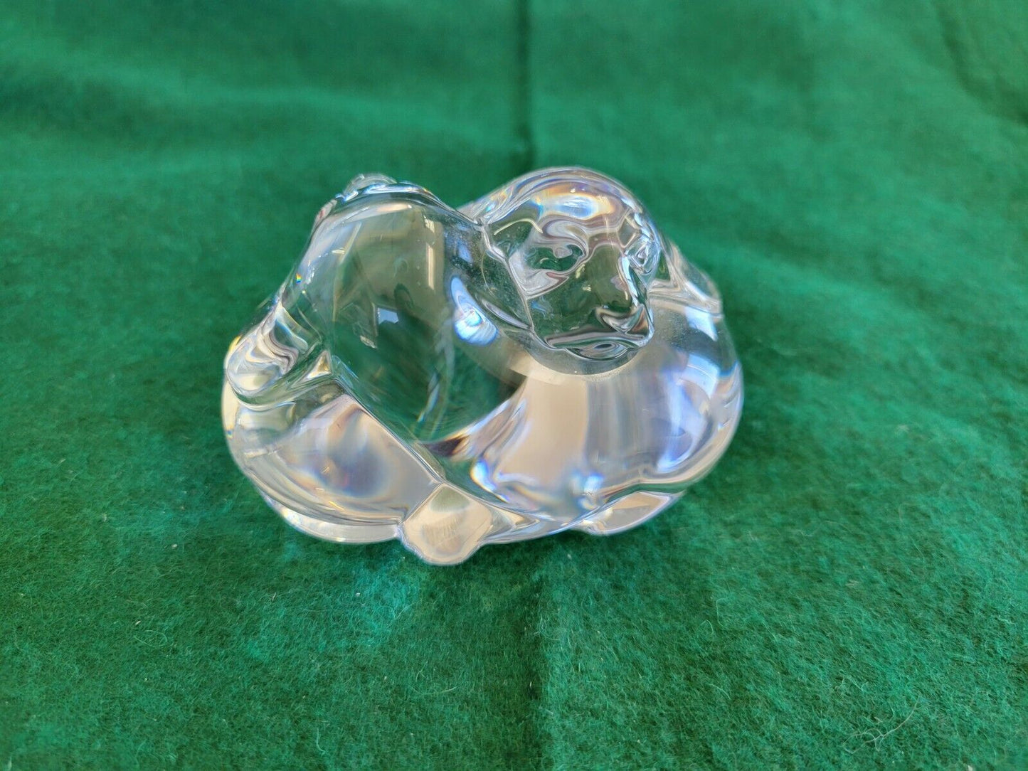 Steuben Glass Sleeping Puppies Signed Lead Crystal Paperweight