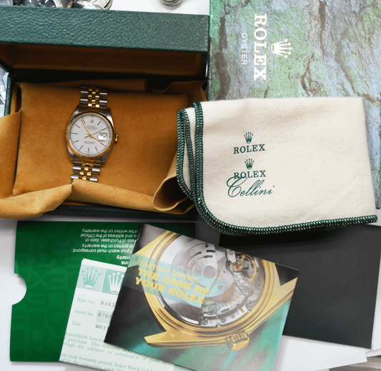 2001 Men's Rolex Datejust 16233 White Stick Dial 36mm 18k Jubilee Band 3135