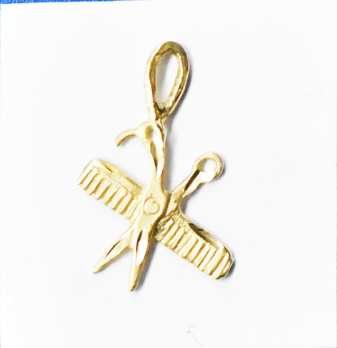 925 Sterling & 14k Gold Scissors Ruler Small Pendant Charm 17mm x 10mm