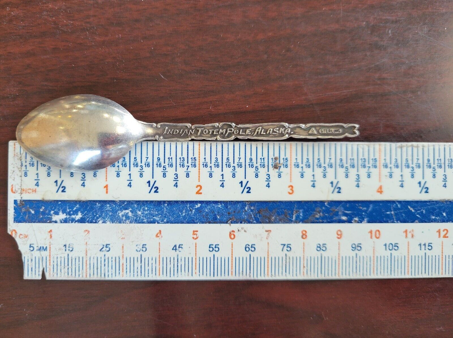 A.B. Mt. Skagway Alaska Antique Sterling 3 3/4" Souvenir Spoon Totem Pole .19oz