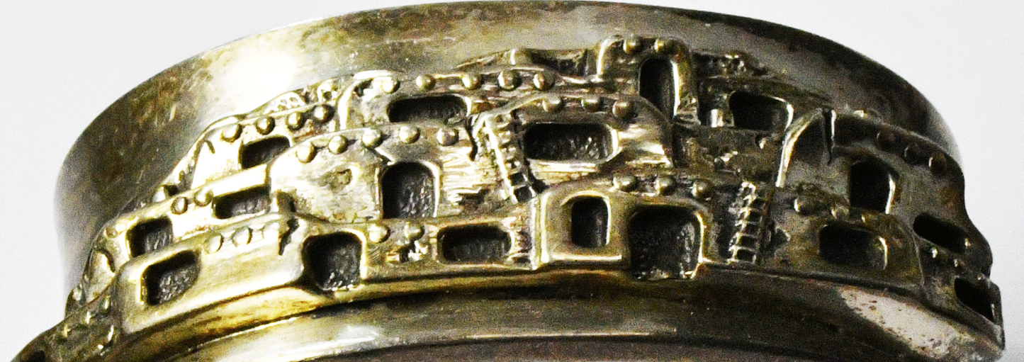 Sterling Silver Adobe Village Cuff Bracelet 26mm 6-3/4" Wrist