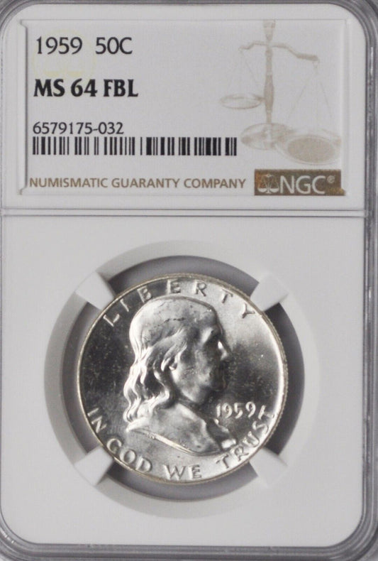 1956 50c Franklin Silver Half Dollar NGC MS64 FBL Philadelphia