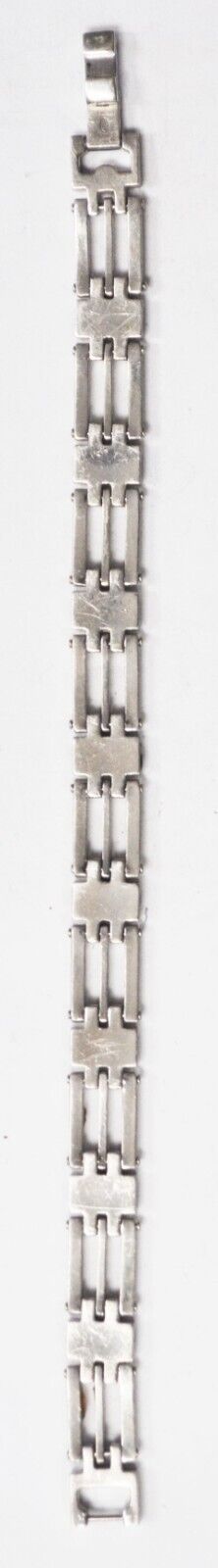 Sterling Silver 3 Bar Black Textured Stripe Bracelet 12mm 8-1/2"