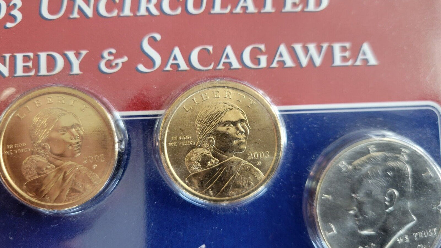 2003 P & D Uncirculated Kennedy Sacagawea Special Collector Edition 4 Coin Set