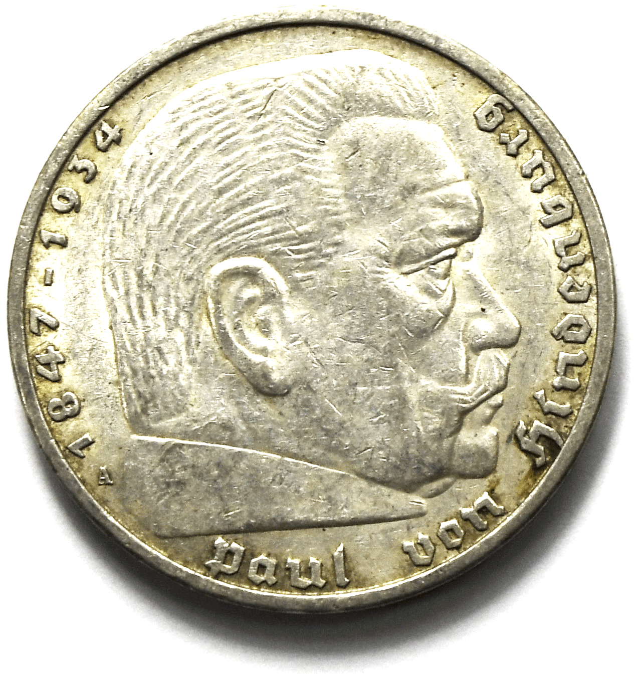 1936 A Germany Third Reich 5 Five Reichsmark Silver Coin KM# 94