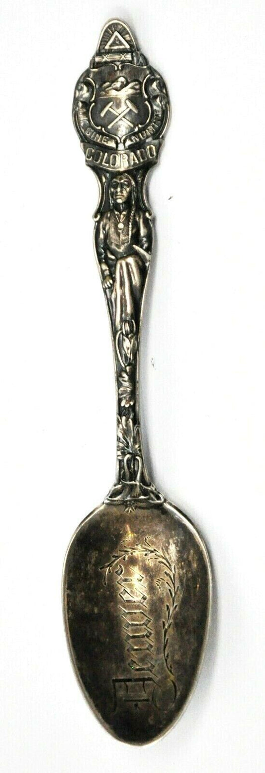 Sterling Wallace Denver Colorado 5-7/8" Souvenir Spoon Capitol Garden Gods