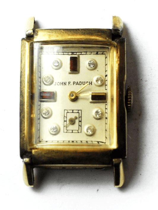 Vintage John F Paduch Emerson Swiss 7J Wristwatch 21mm Not Running Red Markers